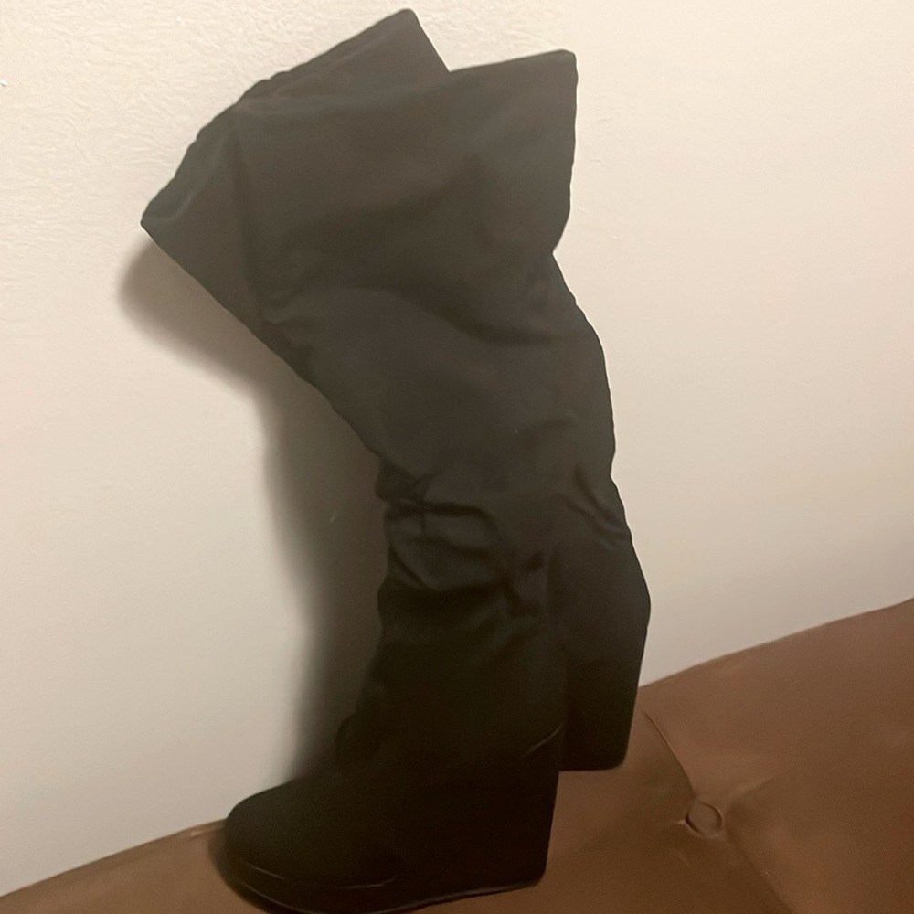 New without tags- Black over the knee wedge boots